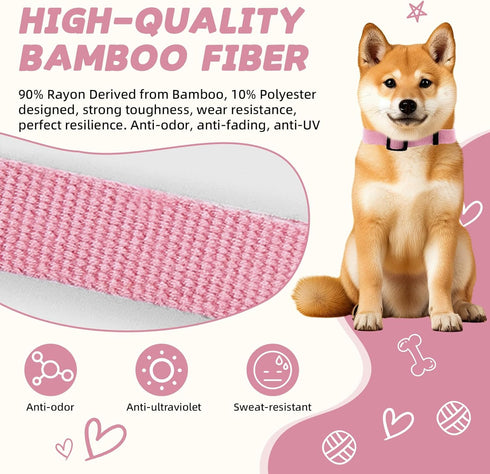 Pink Dog Collar and Leash Set for Medium Dogs, Soft and Breathable, Adjustable with Quick Release Buckle
