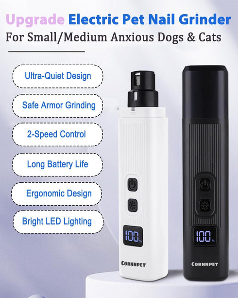 2 Trimmers 2 Dog Nail Grinder - Speed Super Quiet and Low Vibration Electric Pet Nail Grinder - Rechargeable Dog Nail