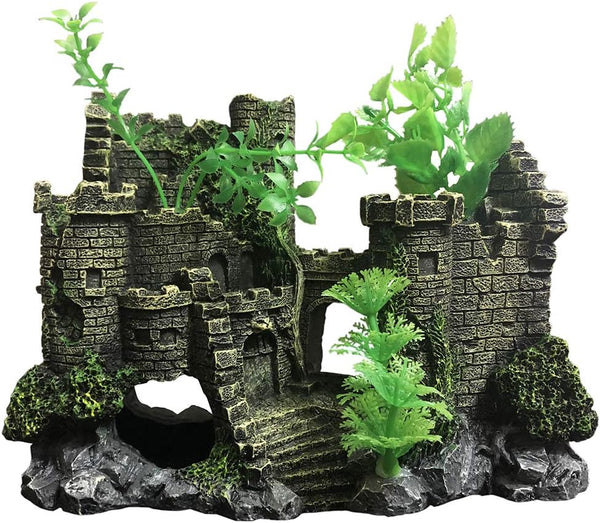 Aquarium Medieval Resin Castle Decorations - Realistic Castle Decoration Accessories, Shelter for Betta Fish