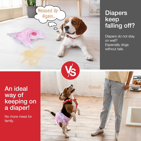 2 Pet Soft Dog Suspenders Pieces Female Dog Diaper Suspenders for Dogs Diaper Keeper Suspender for Dogs Skirt, Dress