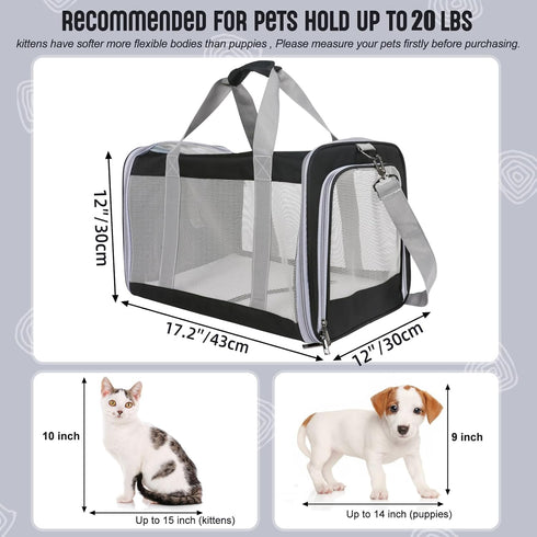 TIYOLAT 20 Lbs, 2 4 Pet Carrier for Large Cats of Collapsible Carrier Bag for Big Cat or Kittens,Soft Sided Puppy