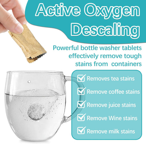 RAINFLOW 40 Pcs Water Bottle Cleaner Tablets Bottle Washer Tablets Cleaning Supplies Kit,All Purpose Cleaner