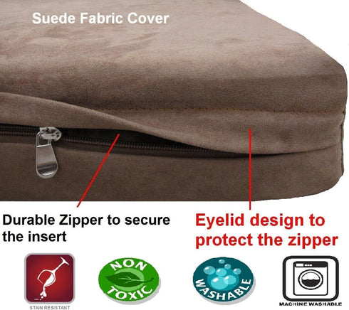 Dogbed4less DIY Pet Bed Pillow, Brown MicroSuede Duvet Cover, 55X47X4 Inch - Covers Only