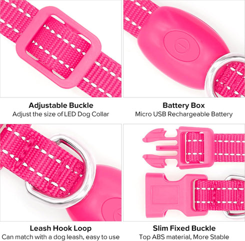 Candofly Puppy Light Up Dog Collar - USB Rechargeable LED Dog Collar for Small Dogs & Cats, Night Walking (X-Small,