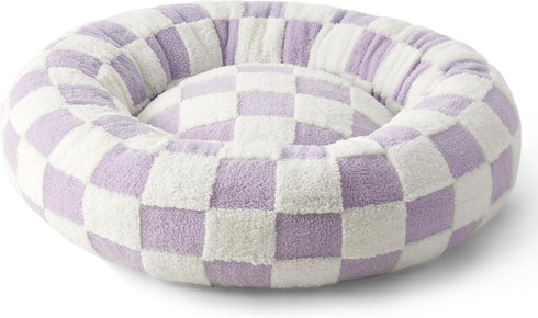 Lesure Donut Small Dog Bed, Round Cat Beds for Indoor Cats, 30 Inch, Purple, Calming Plush with Anti-Slip Bottom