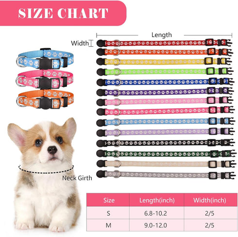 14 PCS Puppy Collars - Litter ID Collars Glow in The Dark Whelping Supplies, Soft Nylon Breakaway Colored Collars with