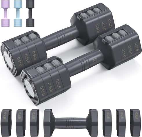 Sportneer Adjustable Dumbbells Hand Weights Set: 4 In 1 Free Weights 2lb 3lb 4lb 5lb for Men Women Home Gym Workout