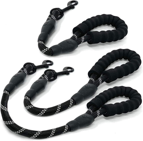 Short Dog Leash - 3 Sizes Nylon Short Traffic Leash with Padded Handle for Small Medium Large Dogs
