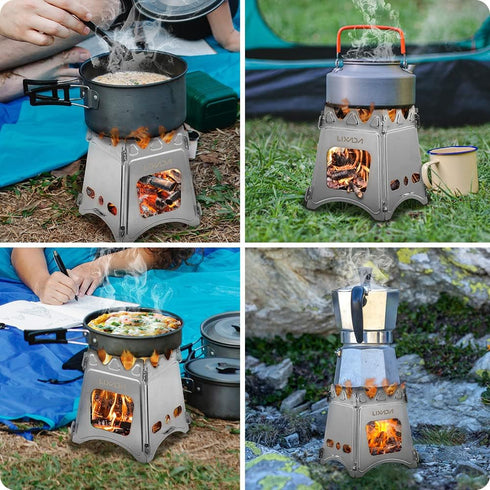 Lixada Portable Camping Stove - Lightweight Titanium Wood Burning Stove for Outdoor Cooking and Hiking