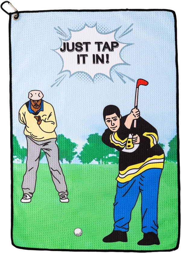 Funny Golf Towel, Printed Towels for Golf Bags with Clip, Birthday Gifts for Golf Fan - Just Tap It In