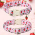 ARING PET Summer Dog Collar-Cute Pink Dog Collar for Small Dogs, Adjustable Strawberry Bees Print Pet Collars Puppy Collar for Small Medium Large Dogs