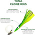 Arcadia Tackle Associated Manufacturer 4.5" 6 Tuna Clone Rigs, Pcs Yellow/Green for Offshore Trolling, Ideal for Tuna