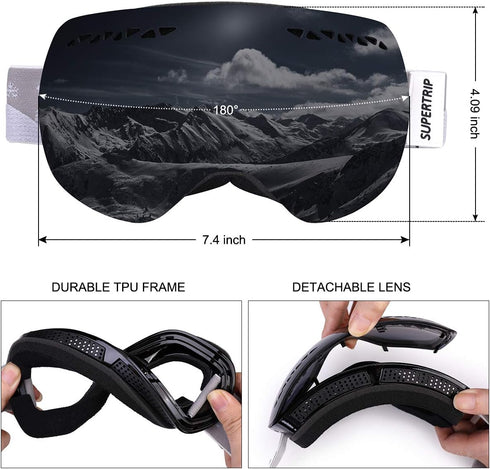 Supertrip Professional Ski Goggles for Men and Women, Anti-Fog Double Lens