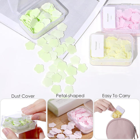 Iensen 300pcs Portable Hand Washing Soap Sheets, Scented Mini Soap Sheets, Disposable Soluble Soap for Outdoor Travel
