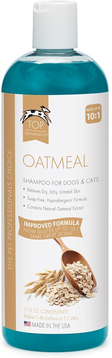 Top Performance Oatmeal Dog Shampoo and Cat Shampoo, 17 Oz. Provides Remedy