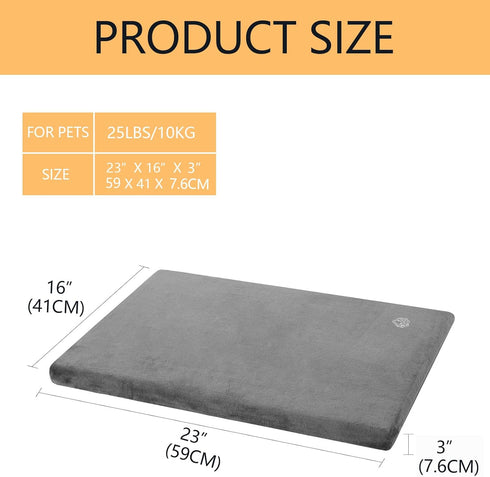 EMPSIGN Stylish Dog Bed Mat, Reversible Dog Crate Pad with Waterproof Linings, Machine Washable Cover, Grey