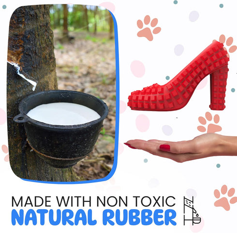 Super Shoe Dog Toy for Aggressive Chewers - Rubber Natural Teething Toy and Treat Dispenser for Small and Medium Dogs