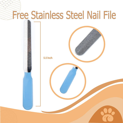 Pet Nail Clippers with Safety Guard, Heavy-Duty Design for Dogs and Cats, Includes Nail Files for Precise Trimming