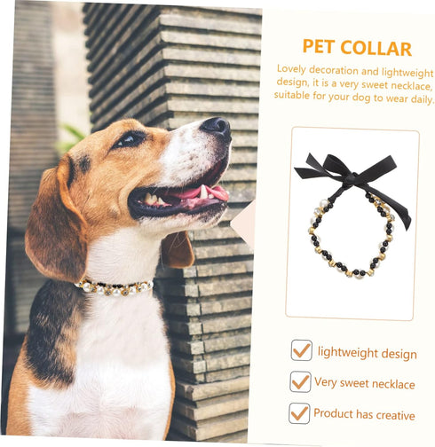 Pet Pearl Collar, Cat Pearl Necklace, Artificial Pearl Collars for Dogs, Crystal Neck Strap for Puppies