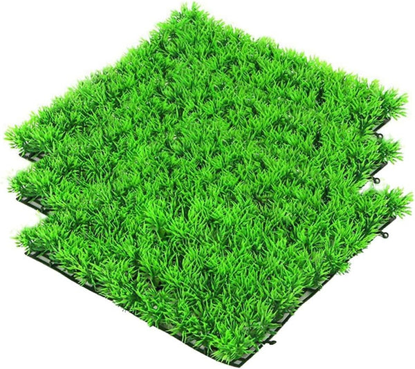kathson 3 PCS Artificial Plastic Grass Mat Decorations for Freshwater, Saltwater Tropical Fish Tank Decor