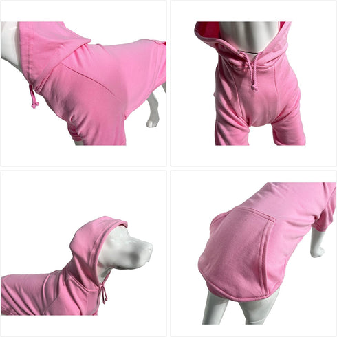 Lovelonglong Blank Basic Hoodie Sweatshirt for Dogs, 100% Cotton, Fits Small to Large Dogs (Pink M)