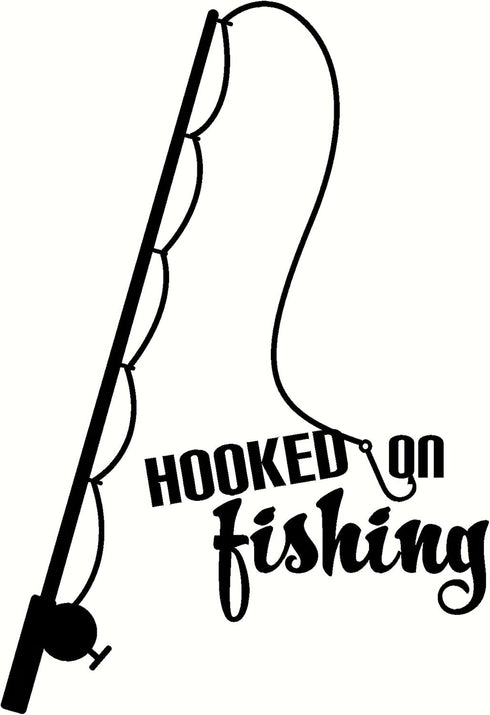 Wall Decor Plus More WDPM3504 Hooked on Fishing with Pole Wall Decal, 23x16, Black