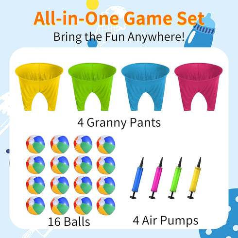 Flurose 4 Set Granny Pants Outdoor Game with Bouncy Balls, Giant Yard Toss Game for Teens & Adults, Hilarious Outdoor