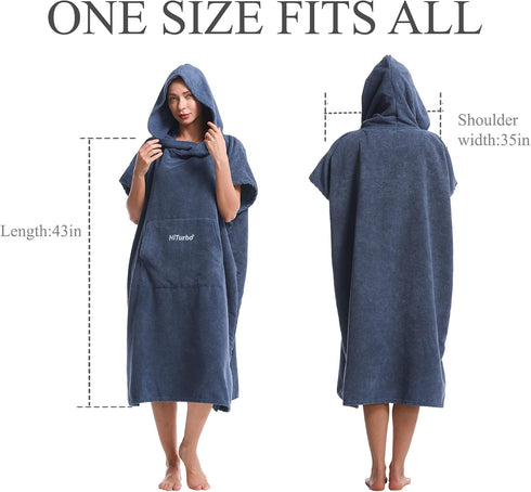 Hiturbo Changing Towel Robe, Absorbent Hooded Surf Poncho Quick-Dry Blanket Towels with Front Pocket for Swiming