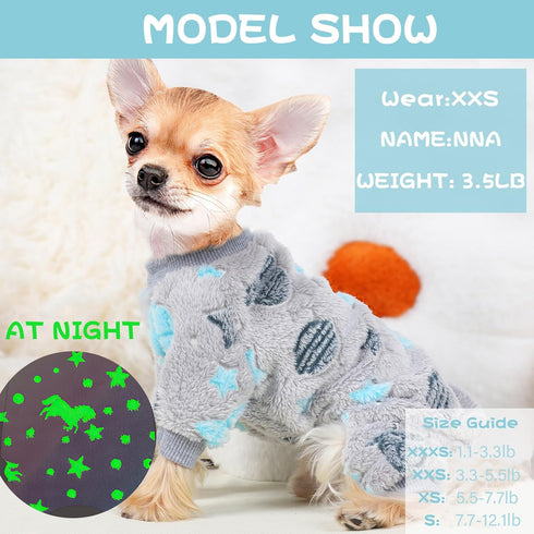 Small Dog Pajamas Dog Pajamas for Small Dogs, Glow in Dark Tie Dye Unicorn Dog Sweater, Super Soft Velvet Material Chihuahua Yorkie Tiny Dog Clothes Outfits (Blue, X-Small)
