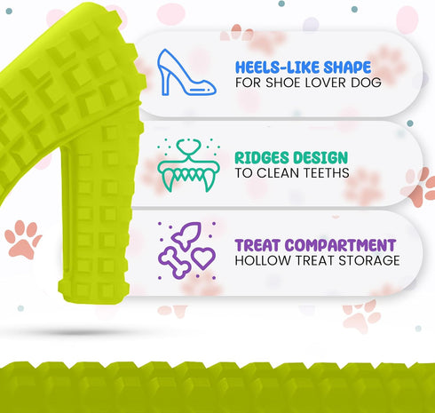 Super Shoe Dog Toy for Aggressive Chewers, Rubber Natural Teething Toys, Treat Dispenser and Toothbrush for Small
