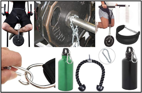 Heavy Duty Bushcraft Stainless Steel Carabiner Spring Snap Clip Link Hooks, 200-500lb Load, 2-12 Packs