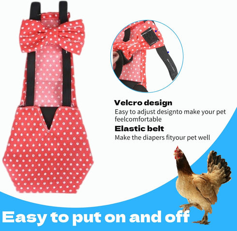 BNVXR 3Pcs Washable Chicken Diapers for Hens & Ducks with Bow Tie Design, Waterproof Cloth Fabric Duck Diapers
