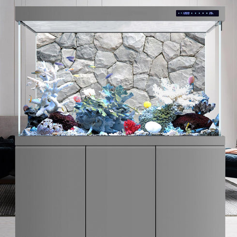 AWERT 48x24 inches White Stone Background for Rocky Fish Tank and Terrarium