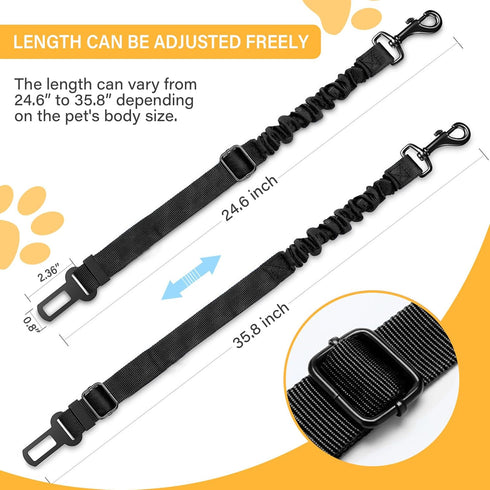 Famstar 1 Pack 360 Dog Seat Belt Retractable Dog Car Harness Adjustable Elastic Bungee Buffer Heavy Duty & Durable