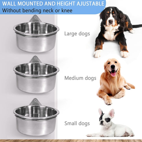 Raised Small Dog Bowls, Wall Mount Pet Bowl, Collapsible Elevated Bowl for Dog Cat Chicken Coop - 4 Cups