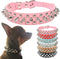 PETCARE Spiked Dog Collar, Pink Soft PU Leather with Funny Mushrooms Rivet Spike Studded Design, Adjustable for Small