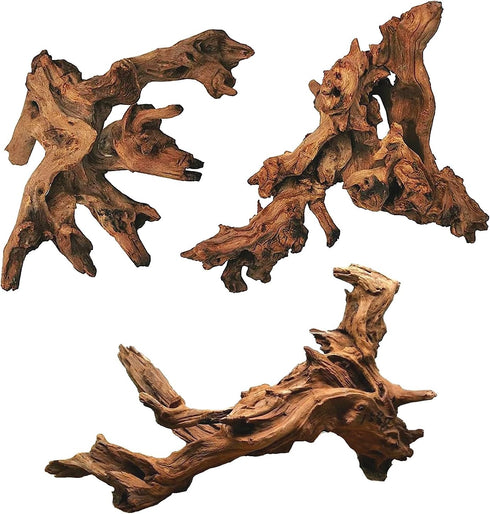 Hamiledyi Natural Trunk Driftwood Assorted Branches 8-12" for Fish Tank Decoration, 3 Pcs