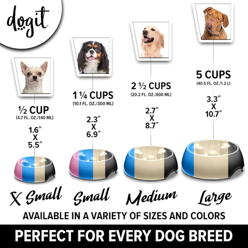 Dogit Dog Bowl Slow Feeder for Wet or Dry Food, Go Slow Anti-Gulping Dish, White, Size S