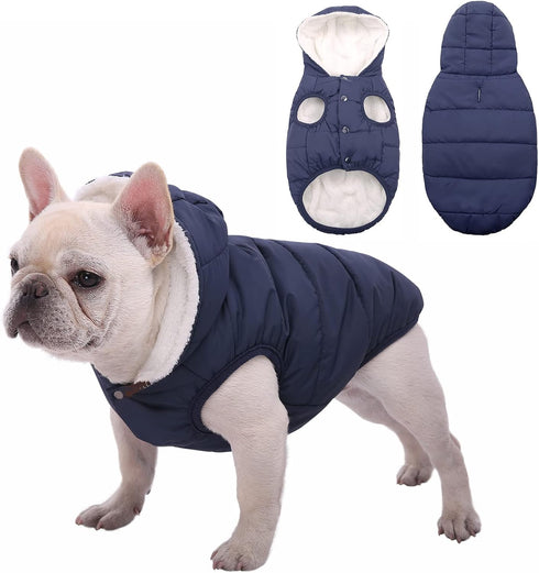 Fleece Hoodie, Windproof Waterproof Coat, Winter Warm Jacket for Small Medium Large Dogs (2XL: Blue)