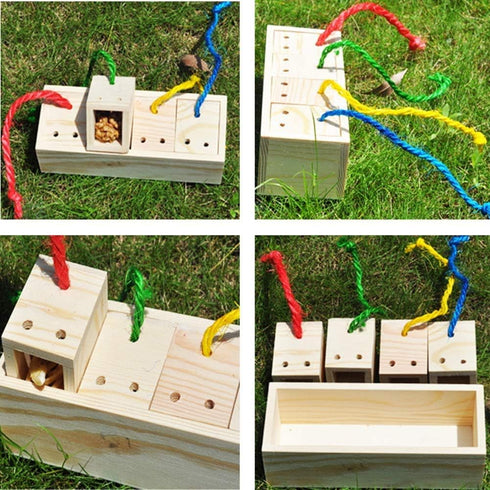 Bird Foraging Feeder Toy Training Intelligence Box Wooden for Parrot, Budgie, Parakeet, Cockatiel, Conure, African Grey
