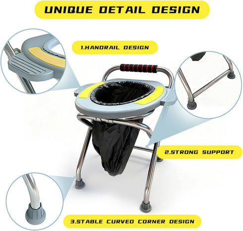 Commode Commode Temvue Outdoor Folding Portable Toilet Seat, Stainless Steel Portable Potty Chair, Perfect for Camping
