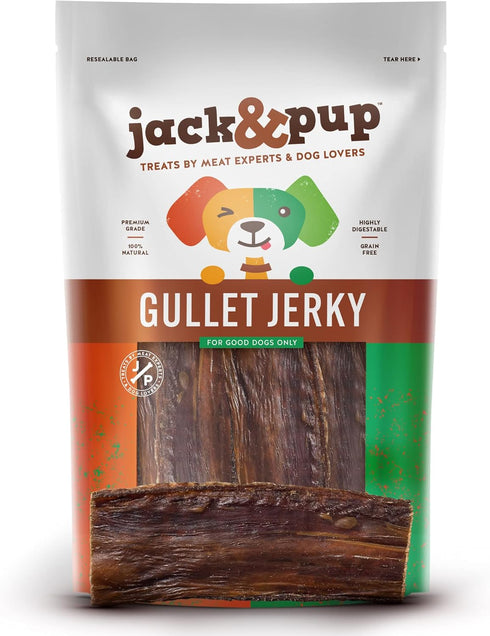Jack&Pup Beef Jerky for Dogs (25 Pack) 6" Esophagus Dog Treats, Beef