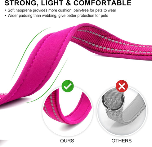 azuza Reflective Dog Collar with Airtag Holder, Soft Neoprene Padded Collar with ID Tag Ring, Adjustable for Large