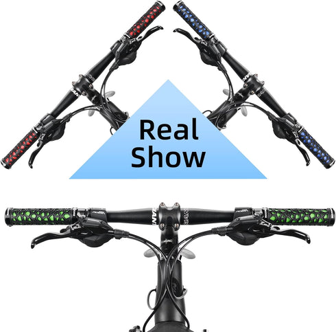 ROCKBROS Double Lock-on Bike Handlebar Grips - Non-Slip Bicycle Grips for MTB, BMX, Scooters