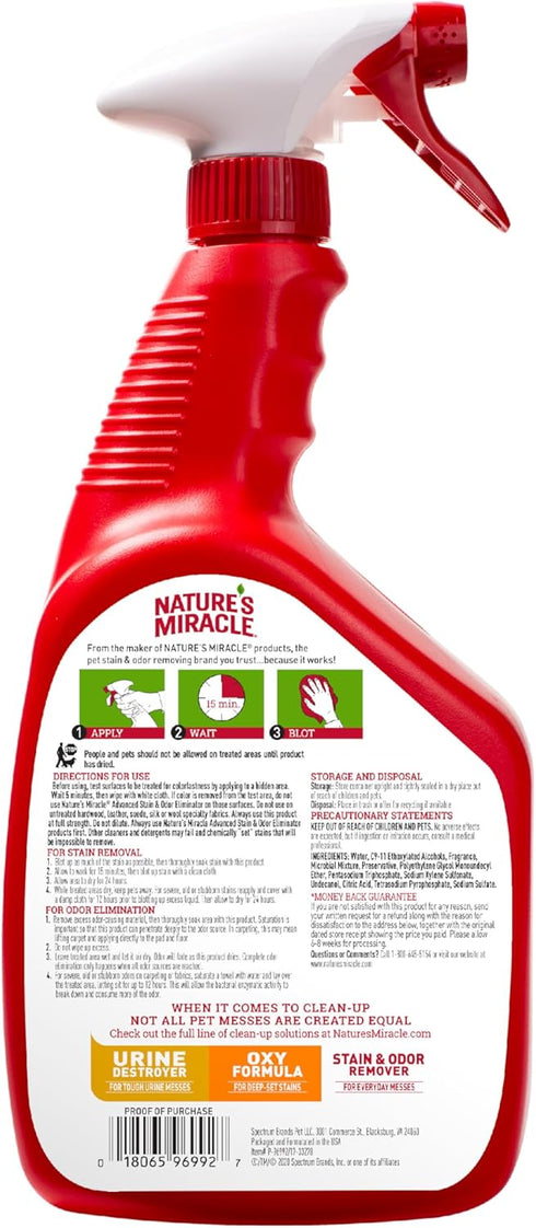 Nature’s Miracle Advanced Stain and Odor Eliminator For Severe Cat Messes, 32 Ounces