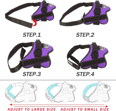 Bolux Dog Harness - No-Pull Reflective Vest, Breathable Adjustable Pet Harness with Handle for Outdoor Walking (Purple,