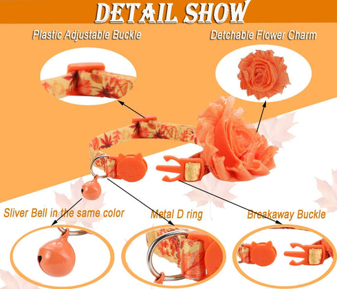 Fall Cat Collar Flower - Dog Collars Charms for Thanksgiving Pet Accessories