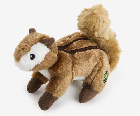 goDog Wildlife Chipmunk Squeaky Plush Dog Toy, Large, Chew Guard Technology, Brown