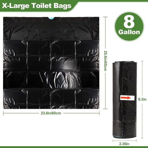 OUMEE 30 30 Set, 8 Portable Toilet Bags with Poo Gel Gallon Camping Toilet Bags with Absorbent Gels, Waste Bags