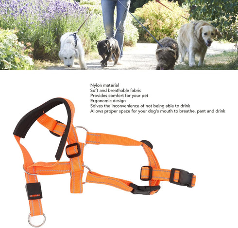 Dog Head Collar Halter with Safety Strap, Stops Pets from Pulling for Outdoor Walks (L)
